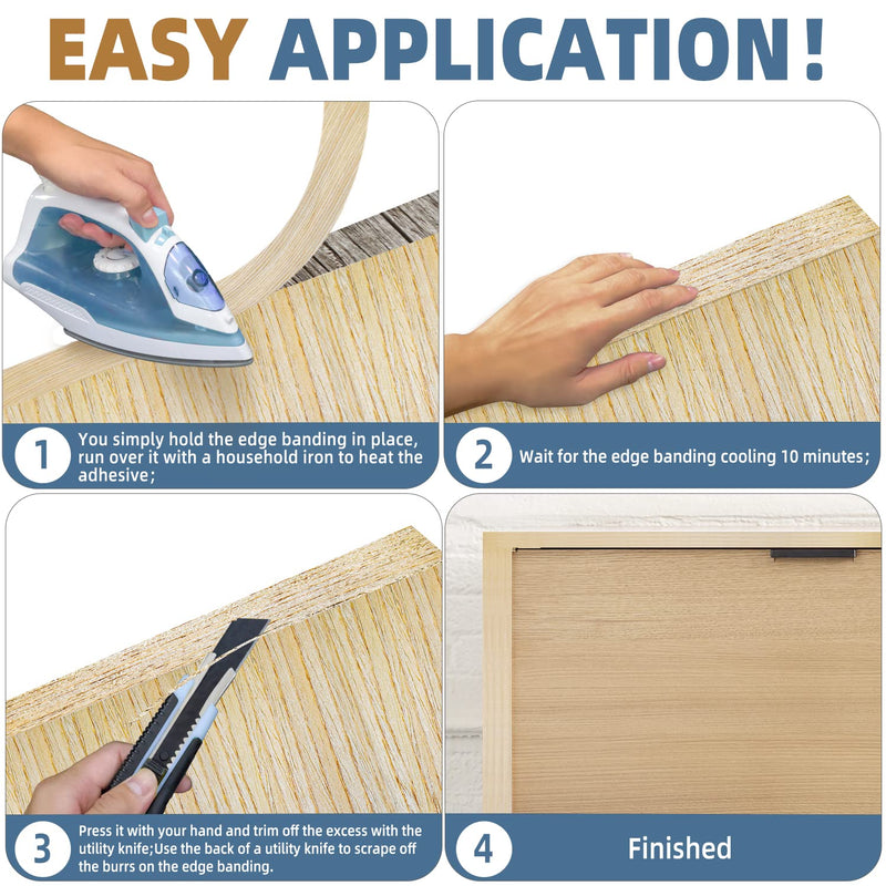 White Oak Edge Banding, 3/4 inch x 50ft roll of Veneer White Edge Banding Pre-glued Flexible, Real Wood Tape Banding for Cabinet Repair Plywood 3/4"x 50ft
