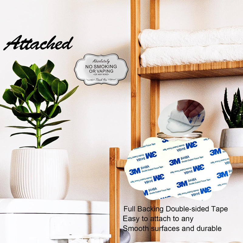 [Australia - AusPower] - Absolutely No Smoking Vaping of Any Kind Signs,(2 Pack) RAMIEYOO Designer Acrylic Smoke Free Signs,Double Sided Tape,Easy Installation,Great for Home,Buiness,Indoor/Outdoor Use (WHITE) WHITE 
