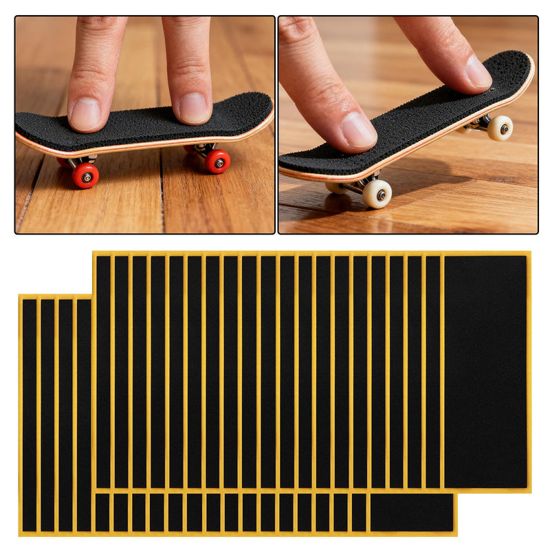 Penitue 30pcs PRO Fingerboard Grip Tape, 11x3.8cm/4.33x1.5in Foam Anti-Slip Sandpaper Skate Board Stickers with Strong Adhesive Backing for Finger Board Skateboard Games & Tricks (Black)