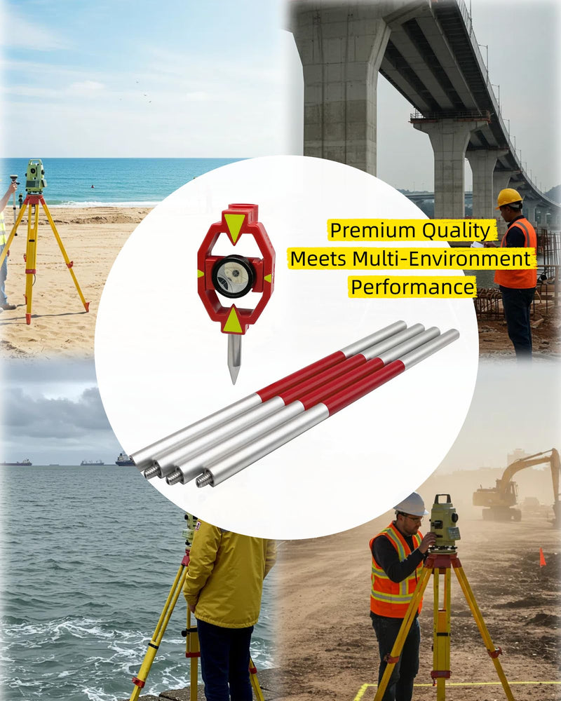 [Australia - AusPower] - Surveying Prism Pole Mini Prism Pole for Total Station with Extendable Aluminum Pole 25.4mm Diameter Offset 17.5mm GMP111 Prism Surveying Kit (17.5mm) 