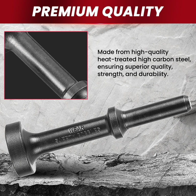 [Australia - AusPower] - 1" x 4" Smoothing Air Hammer Bit, Pneumatic Air Hammer Attachment 0.401'' (10mm) Shank Heavy Duty Air Hammer Chisels, Flat Head punch 1.0 