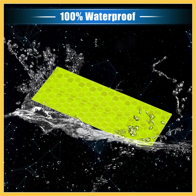 10 Pcs Reflective Stickers, 3.11"x1.18" Rectangle Shape Safety Tape Reflector Universal for Cars Trucks Trailers Waterproof PET Fluorescent Yellow Auto Replacement Parts