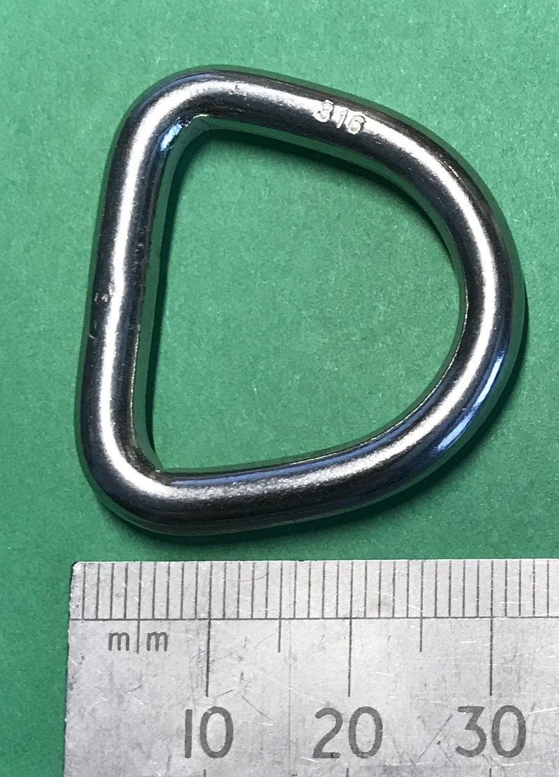 US STAINLESS 10 Pieces Stainless Steel 316 D Ring Welded 5mm x 25mm ID (3/16" x 1") Marine Grade Dee