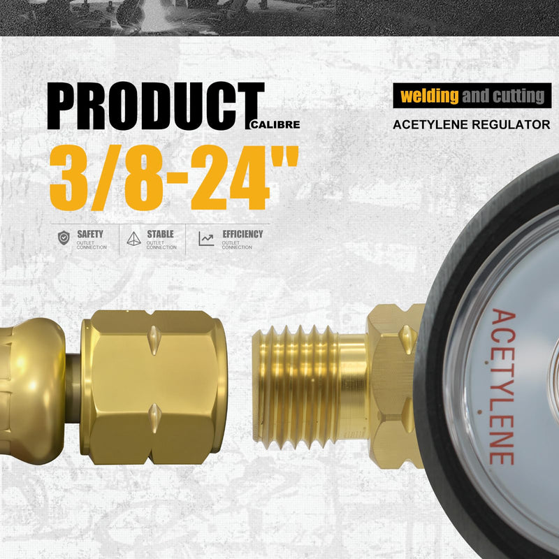 AR-MC CGA200 MC Tank Acetylene Regulator, Matching Turbo Style Acetylene Kit, Air Acetylene