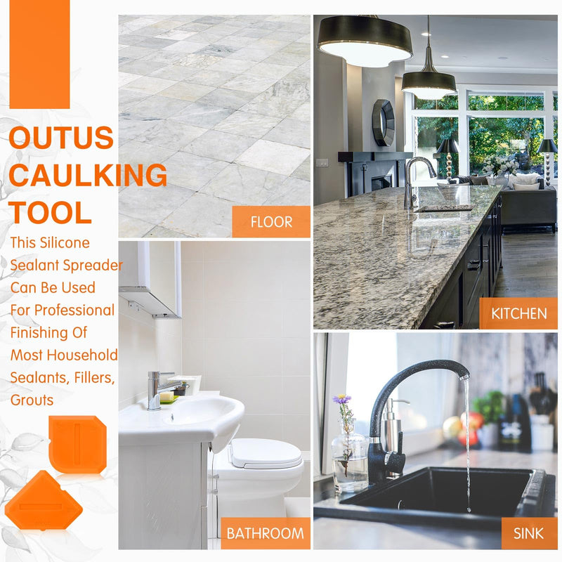 [Australia - AusPower] - Outus 2 Pieces Caulking Tool Set Silicone Sealant Grout Finishing Tool for Kitchen Bathroom Floor Sealant Sealing (Orange) Orange 