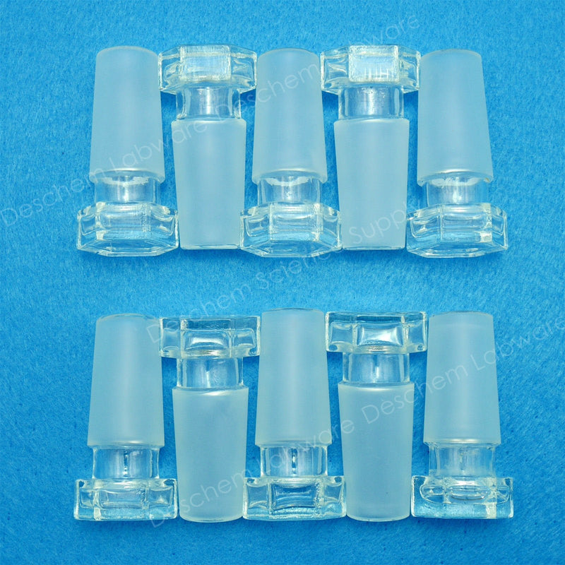 10Pcs 24/40 Lab Hollow Glass Stopper Laboratory Ground Joint Hexagonal Plug 10