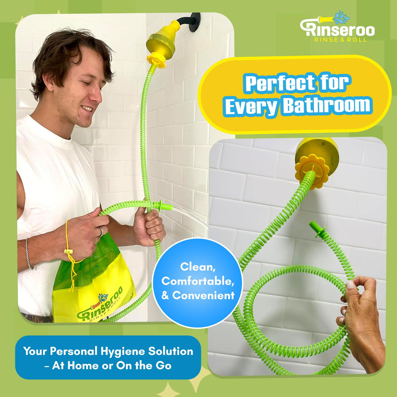 Rinseroo Portable Bidet Hose – 5ft Slip-On Shower Attachment for Postpartum, Post-Surgery, Warm Water Hygiene - Handheld Bidet for Travel, Men, Women, and RV - Peri Bottle Alternative, 5" Stretch
