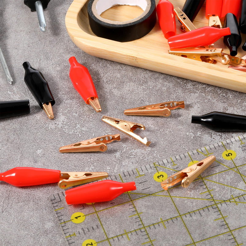 [Australia - AusPower] - 16 PCS Copper Alligator Electric Clips Black & Red Alligator Clips Electrical Soft Insulated Cover Alligators Clip Small Alligators Soft Electric Test Clip for Solder 