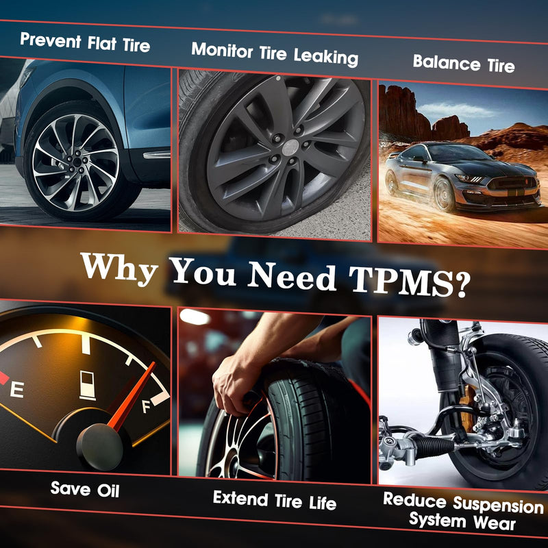 TPMS Sensor Compatible with Chevy/Buick/Cadillac/GMC Acadia Sierra 2016-2019, 433MHz Pre-Programmed Tire Pressure Sensors, Replace 13598773 3516165 13506028 13594222 4 Pack