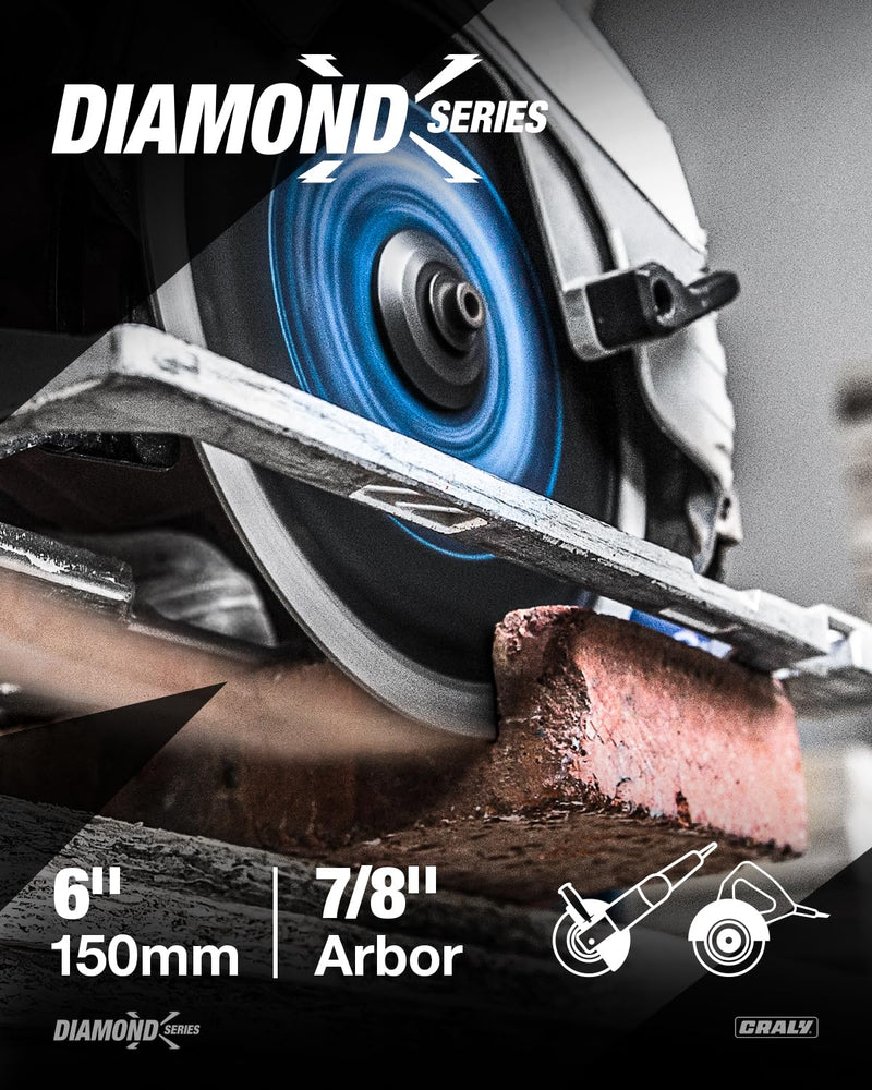 [Australia - AusPower] - CRALY 6 Inch Super Thin Segmented Diamond Blade, 7/8 in Arbor, 6'' Diamond Stone Blade for Angle Grinder & Masonry Saw, Diamond Cutting Wheel for Cutting Concrete, Brick, Granite, Block, 2PC 6 Inch (2 PCS) 