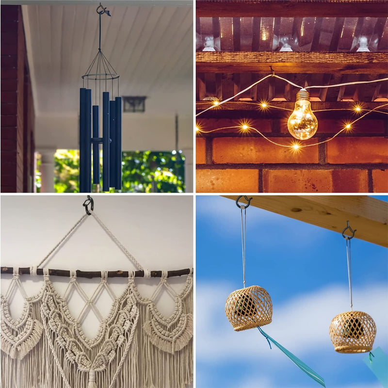 [Australia - AusPower] - 10 PCS 3 inches Q-Hanger Hooks with Safety Buckle, Screw Hooks for Outdoor String Lights, Ceiling Hooks for Hanging Plants, Black 10 