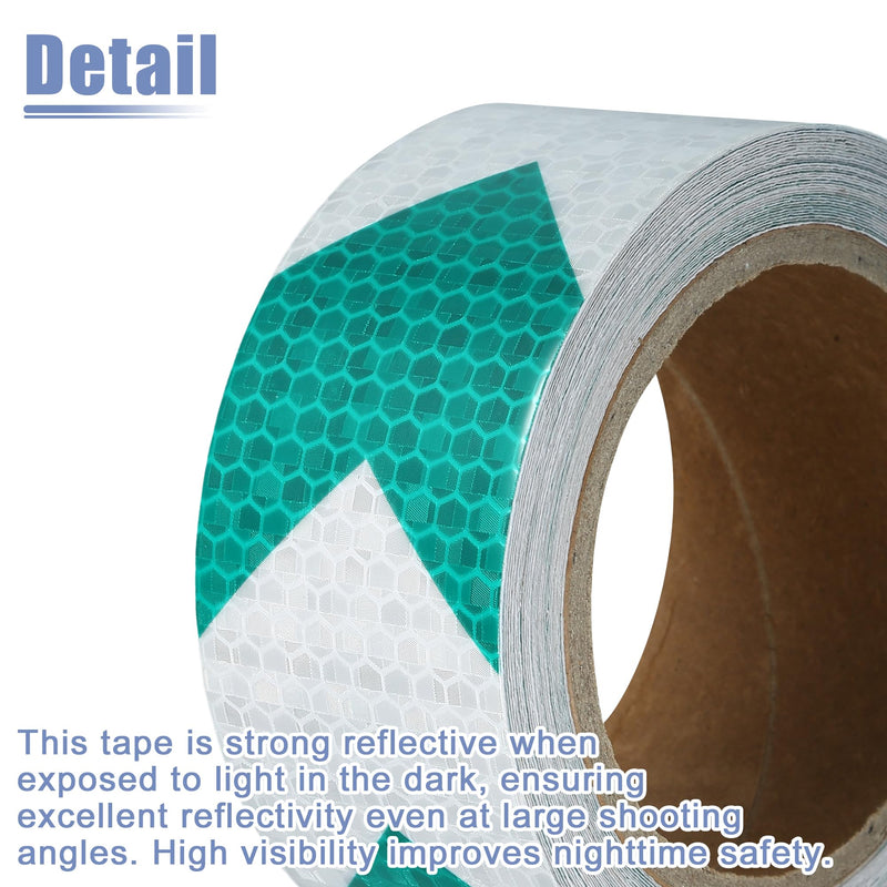 ACROPIX Universal 5cmx10m Green and White Arrow Car Reflective Stickers Reflective Tape Safety Warning Reflective Protector - Pack of 1