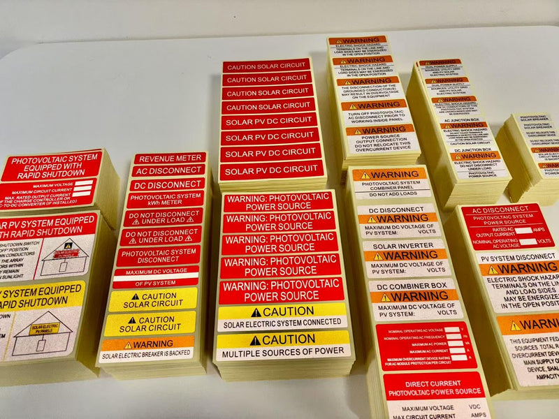 55 Pack Reflective Solar PV System Labels -Serial 2R- UV Resistant Solar PV Stickers Photovoltaic System Warning Durable | PV Label for Electrical Panel Installer Kits