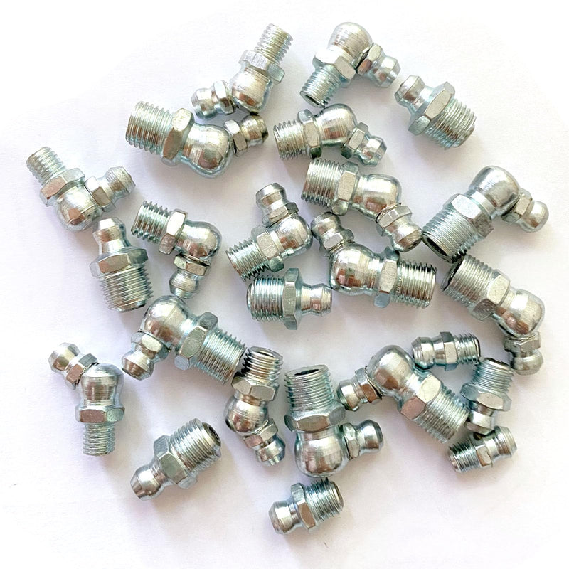 [Australia - AusPower] - 1/4"-3/8" 45Pcs 4 Sizes Grease Fitting Assortment Straight 45 90 Degree Grease Zerk Fittings,Galvanized Steel Grease Fittings and grease gun tips for Industrial/Agricultural Machinery 4Size-45Pcs 