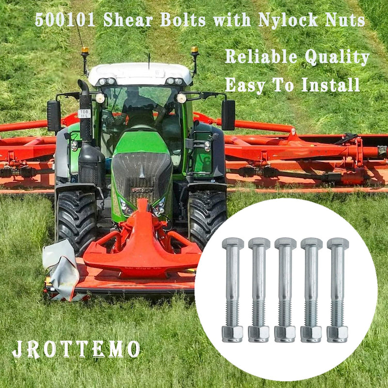 [Australia - AusPower] - 500101 Shear Bolts with Nylock Nuts Compatible with Rotary Cutters Grade 5 1/2" x 3-1/2" 5 Pack 