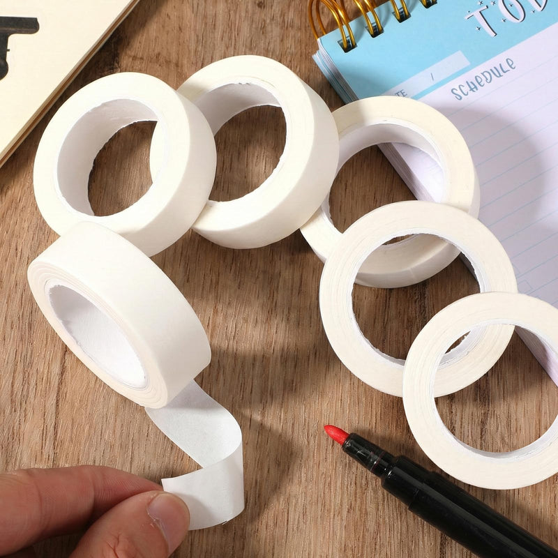 6 Rolls White Painters Tape, Masking Tape, White Washi Tapes Decorative Masking Tapes No Residue Easy Removal for Painting Wall Arts Scrapbooks DIY Crafts