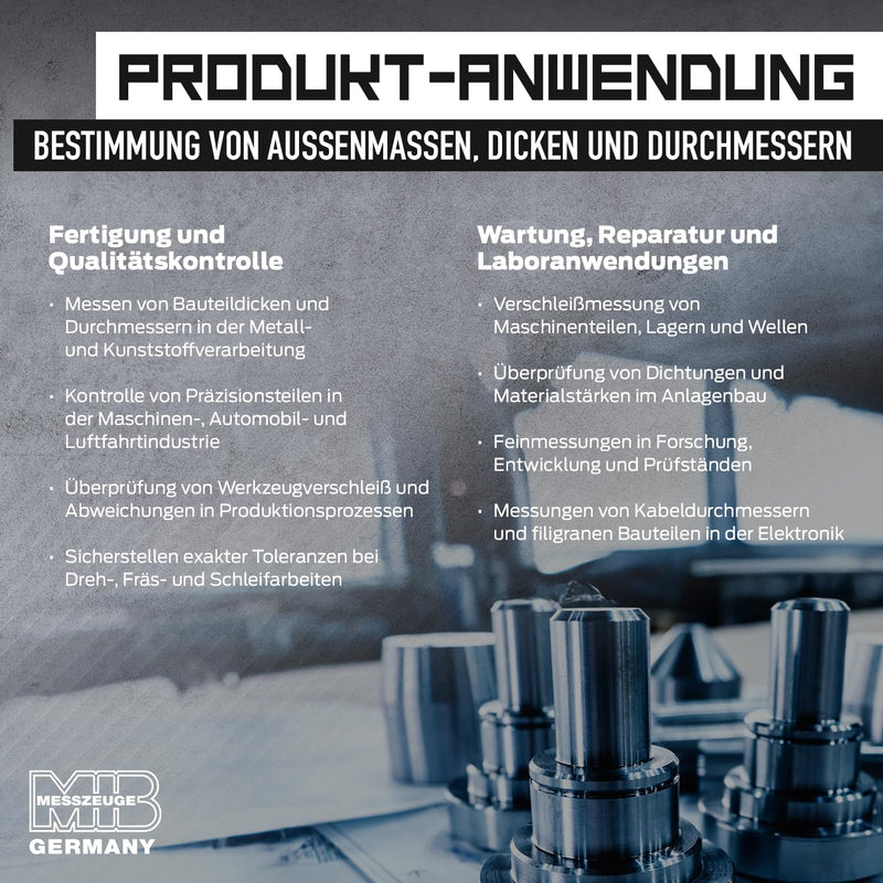 [Australia - AusPower] - MIB Outside Micrometer DIN 863, Painted Shackle | Precision Tool | Micrometer with HM Measuring Surfaces | Measuring & Plan Tools | Diameter Measuring Device | Measuring Range 0-25 mm | Includes 