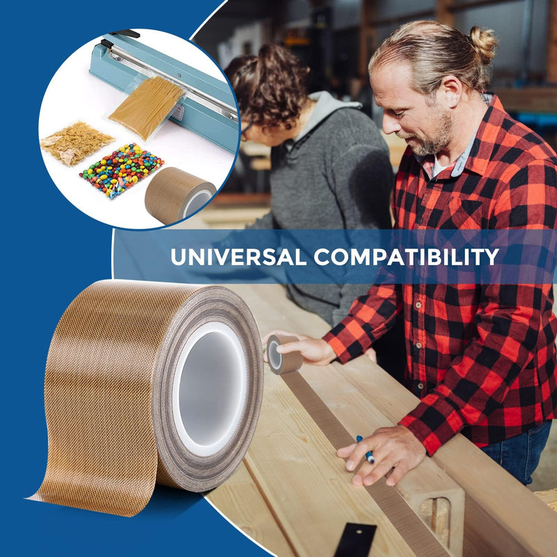 Teflon Fabric Tape, 1 Inch 30 Feet PTFE Tape for Vacuum Sealer Machine, Hand Impulse Sealers Insulation PTFE Coated Fiberglass Adhesive Tape Compatible with FoodSaver, Seal A Meal, Weston, Cabella 1 IN