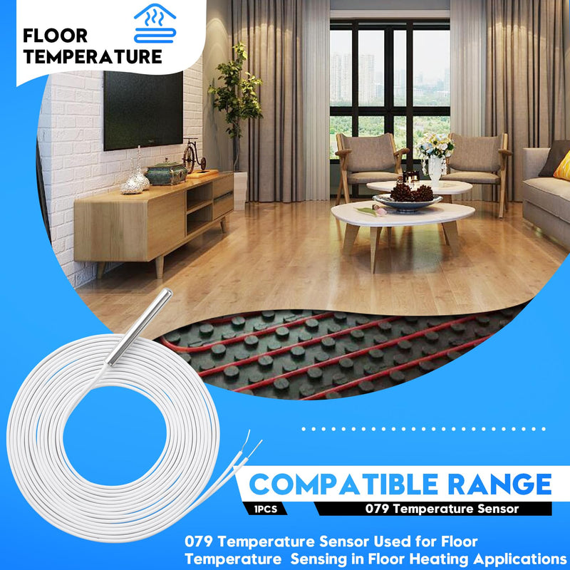 [Australia - AusPower] - 079 Slab Sensor Fits for Floor Temperature Sensing in Floor Heating Applications, Thin Casing Allows for Retrofit Installation Between Tile Spaces, 1 Pack 