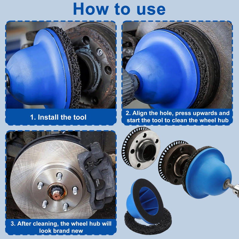 [Australia - AusPower] - Dajidafu Wheel Hub Grinder Car, 150 mm Wheel Hub Brush Wheel Hub Cleaner Car Wheel Hub Cleaning Wheel Hub Grinder Blue Wheel Hub Grinder Ball Head Grinder for Rim Change, Rust Removal 