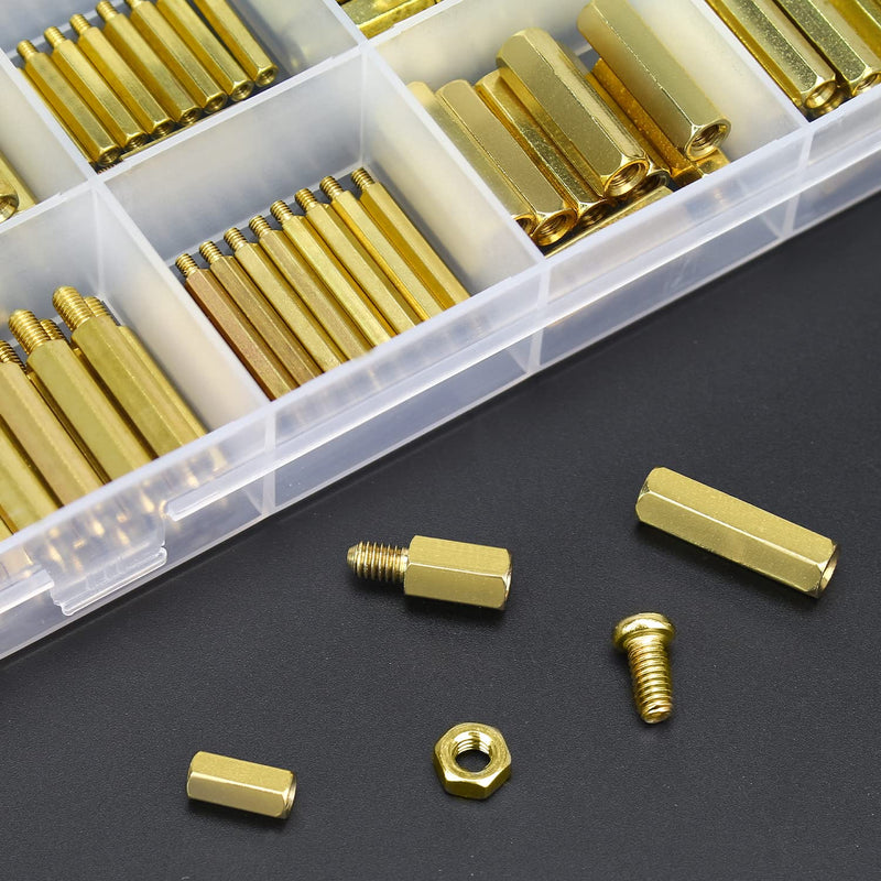 HELIFOUNER 422 Pieces M2 M3 M4 Male Female Hex Brass Spacers Standoffs Screws Nuts Assortment Kit, Threaded Pillar for Printed Circuit Board Motherboard M2 M3 M4 Brass Standoff Set
