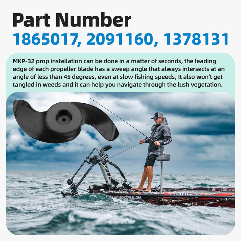 MKP-32 Trolling Motor Prop Fit for Minn Kota, MKP-32 Weedless Wedge 2 Prop Fits 3-5/8" Motor Diameter, #2091160#1865017 Trolling Motor Prop, Trolling Motor Replacement Parts