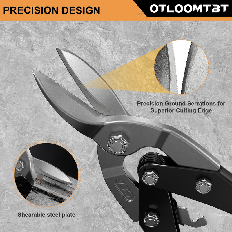 [Australia - AusPower] - 10 Inch Straight Cut Tin Snips for Cutting Metal Sheet, Easy to Use Well-Made Industrial-Grade Heavy-Duty Midwest Aviation Snips, Super Sharp and Labor Saving Tin Snip, Metal Shears 