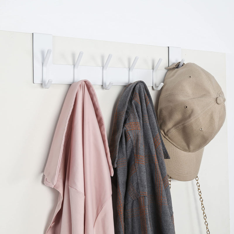 [Australia - AusPower] - SKOLOO Over The Door Hook White, Door Coat Rack for Entryway, Over Door Towel Hook for Bathroom, Stainless Steel Door Coat Hook for Hanging Backpack, Jacket, Robes, Purse 1 Pack 