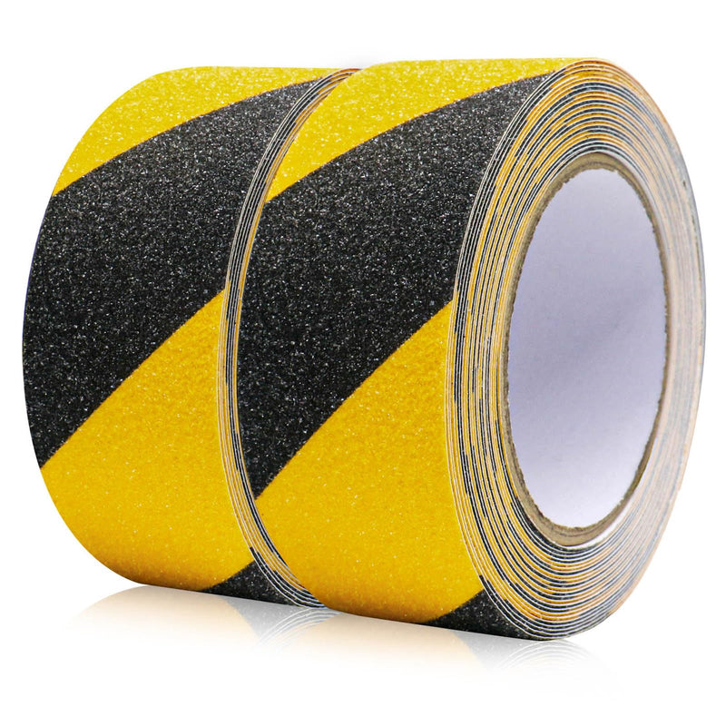 BOMEI PACK Anti Slip Traction Tape,2 Inch x 33 Ft,Heavy Duty Non Slip Tape,Grip Tape for Stairs, Tread Step, Indoor & Outdoor Use,Waterproof Stairs Non Skid Treads (Yellow and Black) Yellow and Black