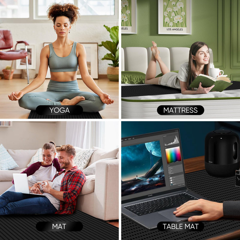 [Australia - AusPower] - Grounding Mat for Bed, Enjoy The Grounding Effect Indoors, for Better Sleep, Pain and Stress Relief, Grounding Mat Set Comes with Grounding Cord Black Full 