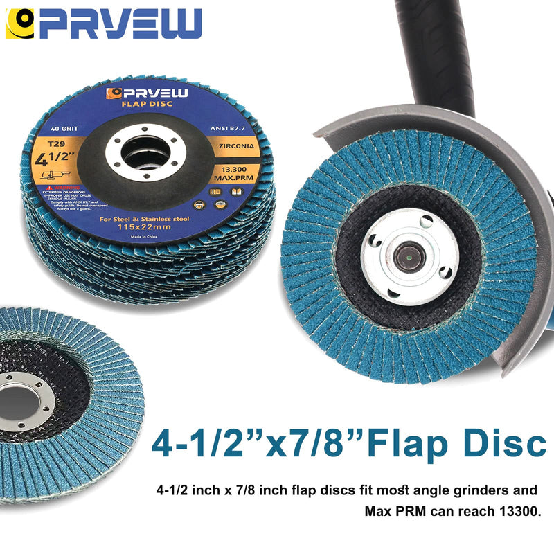[Australia - AusPower] - Flap Discs 4 1/2 Inch, 5-Pack 4.5" x 7/8" T29 Premium Zirconia Abrasive Grinding Wheels, 40/60/80/120 Assorted Grits Flap Sanding Disc for Metal,Stainless Steel 40/60/80/120 Grit Assorted 