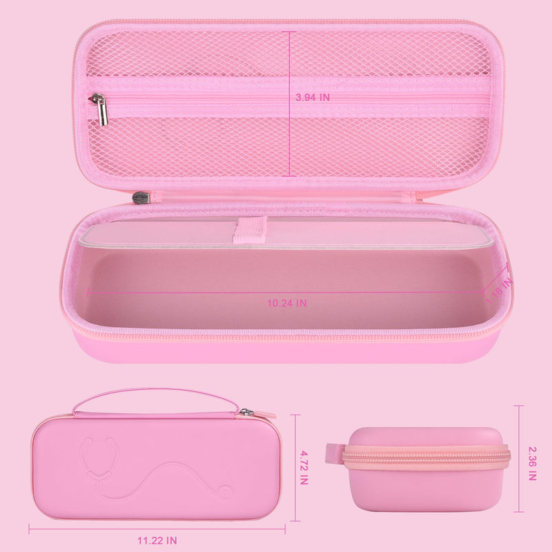 [Australia - AusPower] - Stethoscope Case for 3M Littmann Classic III, Lightweight II S.E, MDF Acoustica Stethoscope, Medical Assistant Essentials Hard case with Divider Interlayer for Nurse Accessories (Pink) PINK 