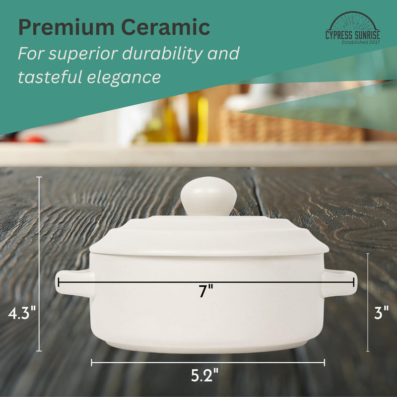 Brie Baker with Lid and Spreader - White Ceramic Baking Dish for Cheese, Baked Brie, Fondue, Dip - Oven Safe Baker Crock - 5” - Fits Standard Camembert Wheel - Gift Charcuterie Accessories Ivory