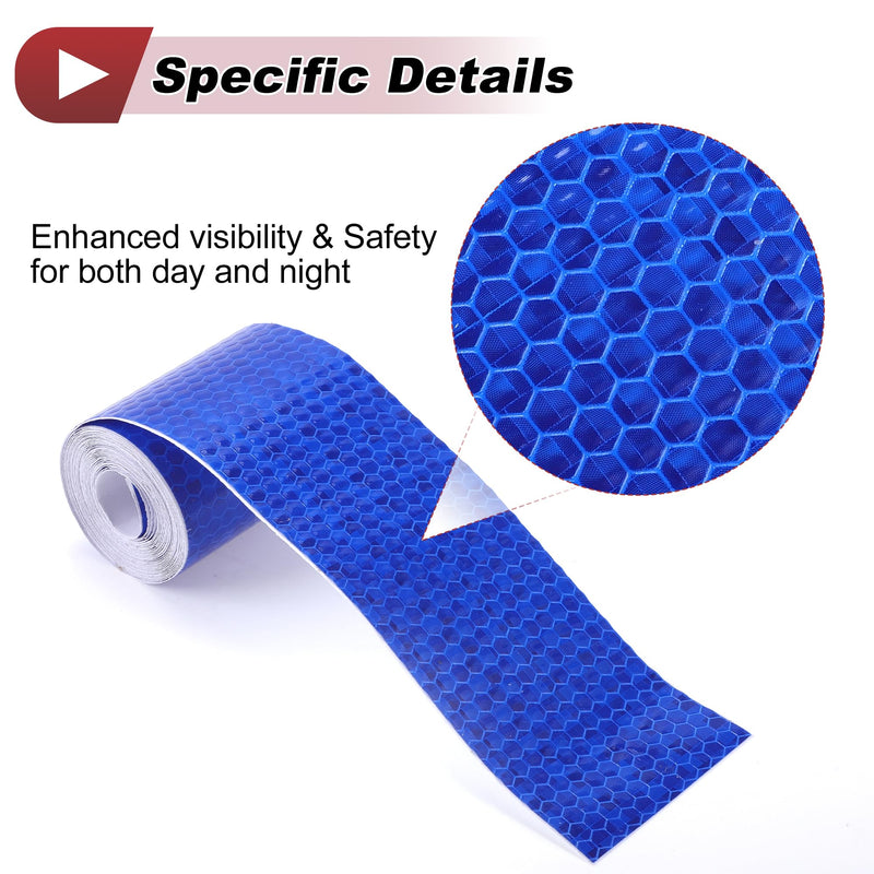 1 Pcs Safety Warning Reflective Tape Increased Visibility Reflective Strips 9.84ft x 1.97" Blue PVC