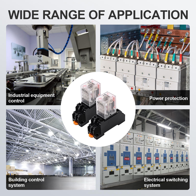 [Australia - AusPower] - 2 Pcs Electromagnetic Power Relays, Red Indicator Light, 8-Pin DPDT 10 A 110 VAC Relay with Plug-in Terminal Socket, DIN Rail Mounted, CQC, CE (EE-L2CLG) 8-Pin 110 VAC 