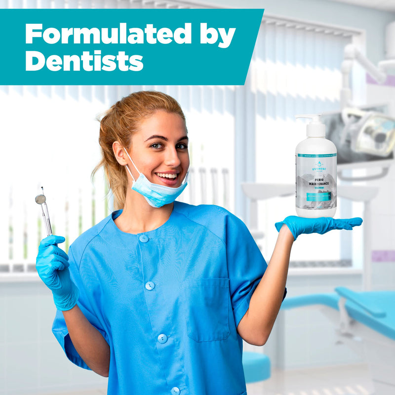 Perio Maintenance Alcohol Free Mouthwash – Concentrated Mouthwash for Bad Breath, Plaque, Sensitive Teeth, and Gingivitis or Gum Disease - Fresh Mint Flavored Fluoride Rinse Pack of 2 by Everest 20 Fl Oz (Pack of 1)