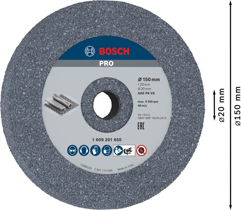 Bosch Accessories 1609201650 Sanding Disc 150 mm 20 mm 60 Ø 150 mm Grit 60