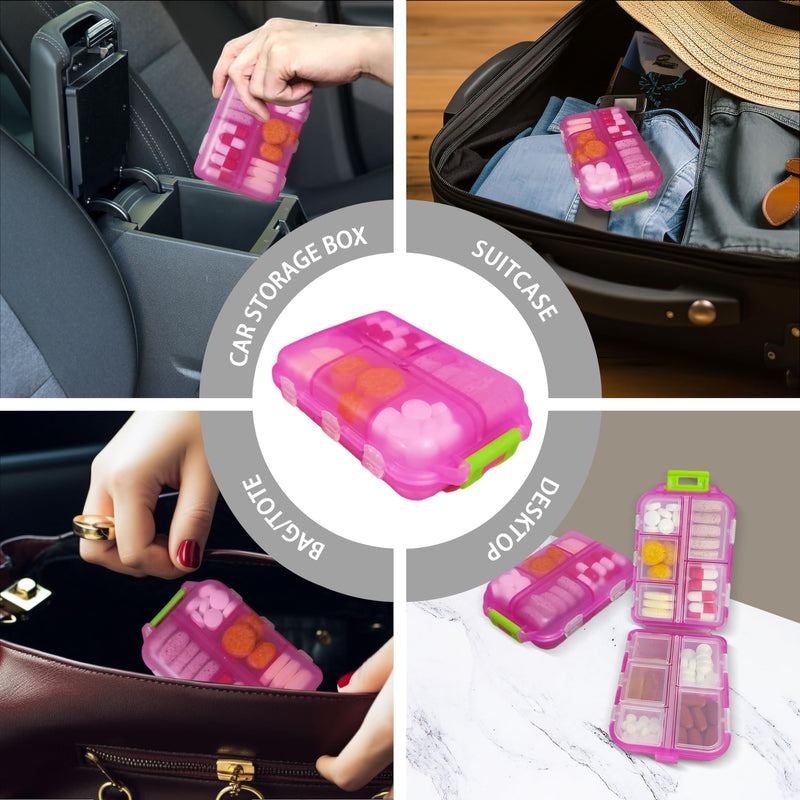 [Australia - AusPower] - Pill Organizer with Medicine Labels Travel Daily Pill Container Mini Medication Organizer Storage Pill Organizer Pill Case 7 Day Pill Organizer(Pink, 161 Lables) Pink Pill Box with Stickers 