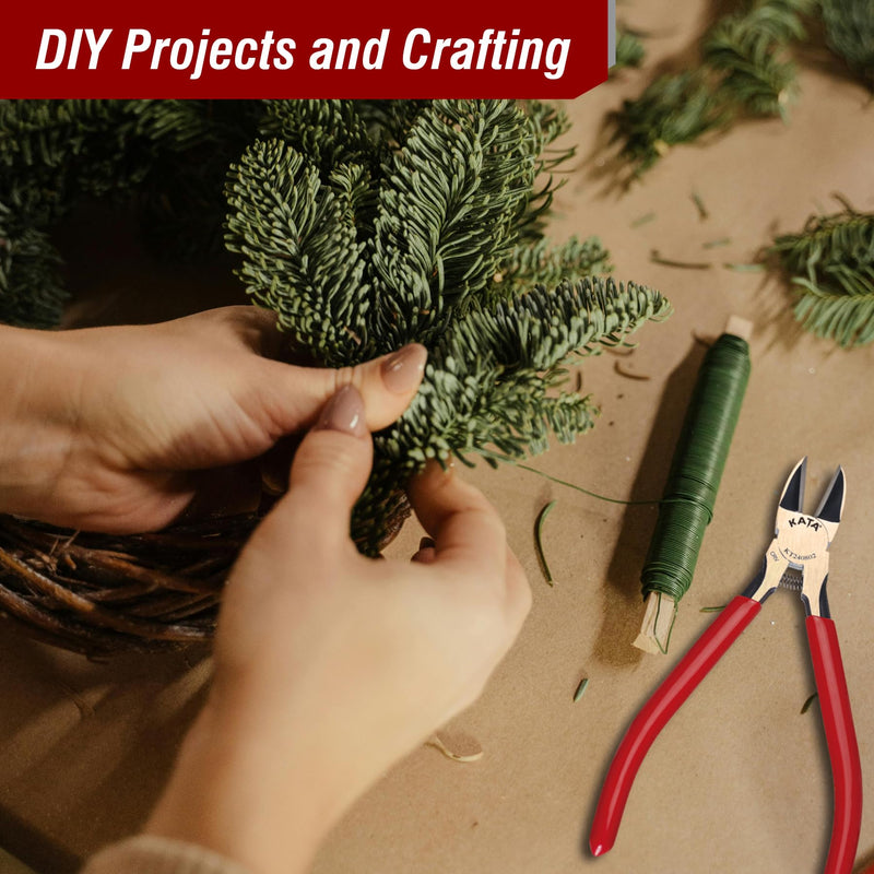 [Australia - AusPower] - KATA Wire Cutters for Crafting: Heavy Duty 6-Inch Side Cutters Pliers Metal Cutting Tool for Jewelry - Sharp Flush Cut Models Snips - Clean Cut for Floral, Artificial Flowers, Chicken Wire, Electrical 1pack 