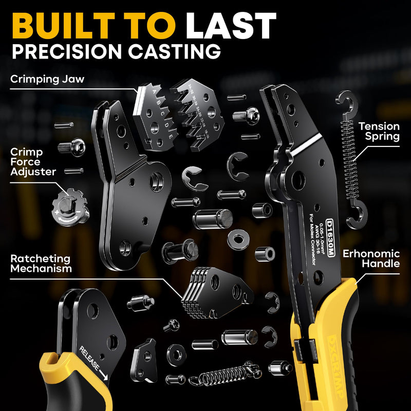 Crimp Tool Mini-Fit Jr Kit,with 22 Types 2-20 Pin Molex 4.2mm Connector,Wire Gauge 18-26 AWG w/Remove Tool,Crimping Tool (30-16 AWG) Compatible JST, KF2510, AMP, Dupont,RC Servos,Futaba 4.2mm Mini-Fit Jr.