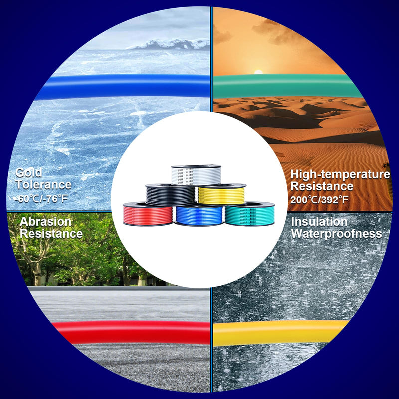 [Australia - AusPower] - ZHIYUAN 22 Gauge Wire 197ft,Stranded Silicone Electrical Wire Spool 22 AWG,32.8ft/10m 6 Colors,Flexible Tinned Copper Hook up Wire Kit for LED,RC Models,DIY Projects,Electrical Wiring,Automotive,200°C 