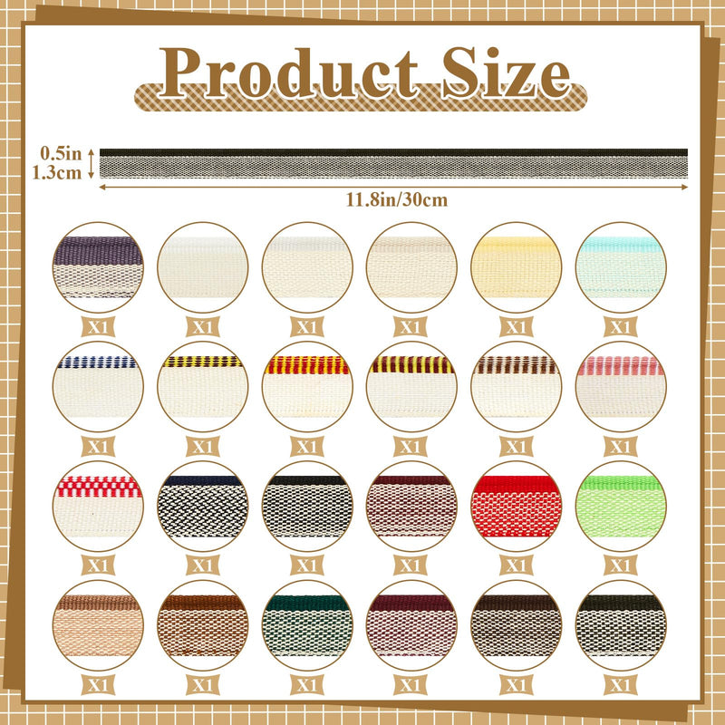 [Australia - AusPower] - 24 Pcs Book Binding Headbands 11.8 Inches Long 0.5 Inch Wide Cotton Book Headband Repair Book Cloth Kit Book Binding Materials for Beginners DIY 24 Colors Cuttable School Bookbinding Supplies 