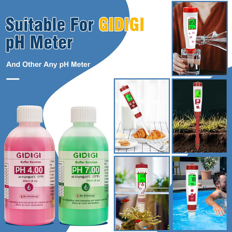 [Australia - AusPower] - pH Meter Food Digital Electronic pH Tester for Fermentation 3 * 50ml pH Buffer Calibration Solution Kits Hot Sauce Food Tester Probe for Cheese Sourdough pH Temperature pH Test Strips for Acidity 