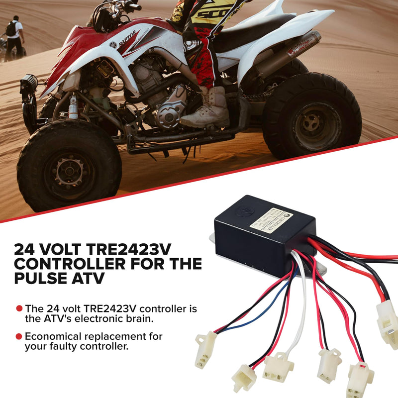 AlveyTech 24 Volt TRE2423V Controller for The Pulse ATV Quad Ride-On - Replacement Speed Motor Control Module with 2-Wire Throttle Connector