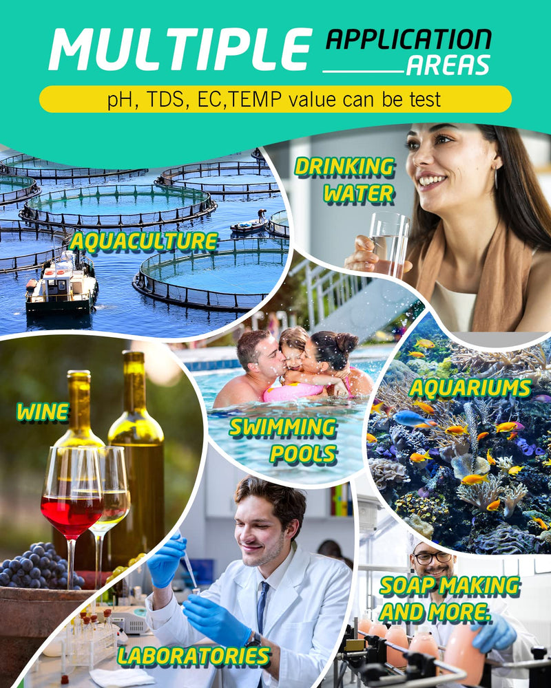 [Australia - AusPower] - 4 in 1 Digital pH Meter for Water, ±0.01 Resolution High Accuracy Tds Meter Digital Water Tester with ATC pH Tester, Water Tester for Drinking Water, Brewing, Hydroponics, Wine, Pool and Aquarium 