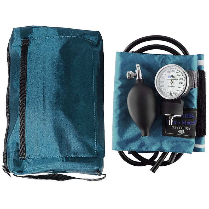 [Australia - AusPower] - MABIS MatchMates Aneroid Sphygmomanometer and 31" Sprague Rappaport Stethoscope Combination Manual Blood Pressure Kit with Calibrated Nylon Cuff and Oversized Carrying Case, Adult Teal 
