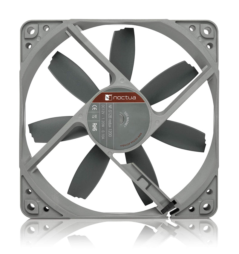 Noctua NF-S12B redux-1200, High Performance Cooling Fan, 3-Pin, 1200 RPM (120mm, Grey) (Pack of 2) 120x120x25 mm (Pack of 2)