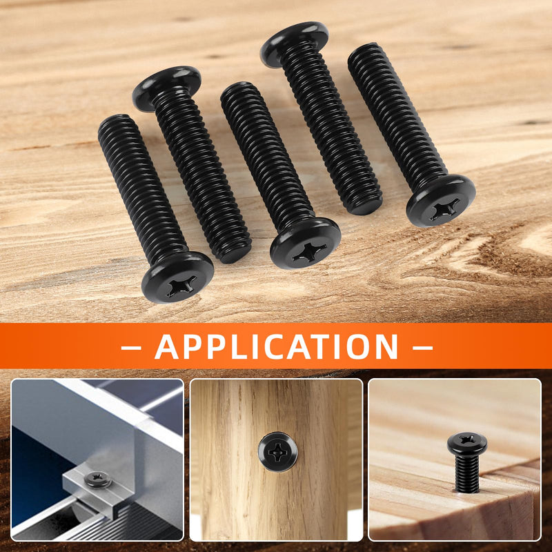 [Australia - AusPower] - M6-1.0 x 16mm Flat Round Head Machine Screw, Furniture Bolts Countersunk Connector Screws, Stainless Steel 18-8 (304), Black Finish, Fully Threaded, 25 PCS M6-1.0 x 16mm 