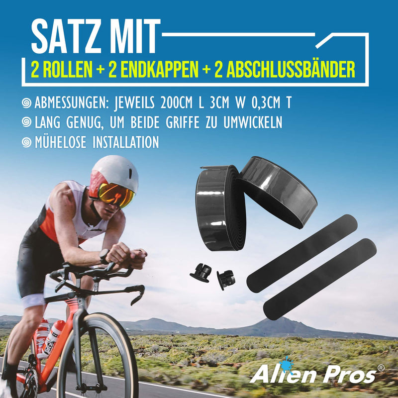 ALIEN PROS Bike Handlebar Tape EVA (Set of 2) Black - Enhance Your Bike Grip with These Bicycle Handle bar Tape - Wrap Your Bike for an Awesome Comfortable Ride (Set of 2, Black) Black - Set of 2