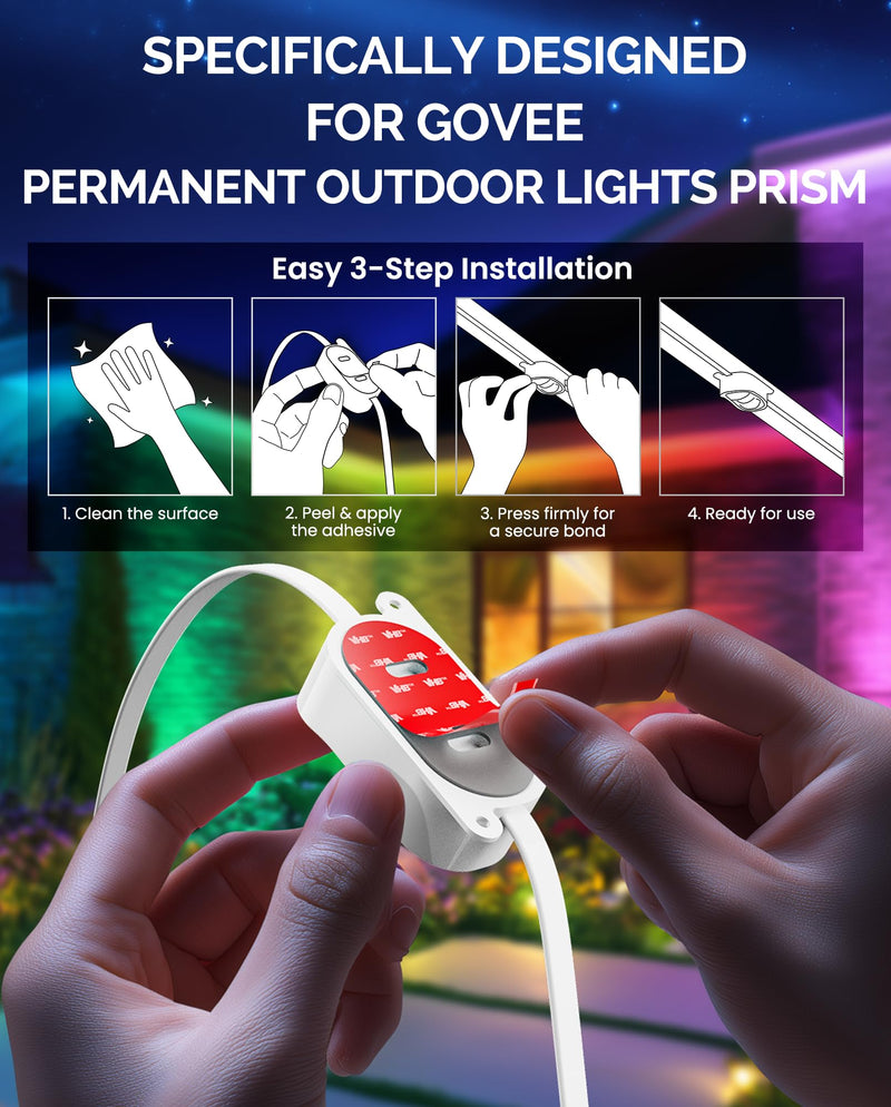 Extra-Strong Double-Sided Adhesive Pads, Compatible with Govee Permanent Outdoor Lights Prism — Heavy-Duty, Waterproof, Heat-Resistant Oval Foam Tape (40 Pcs) for H707A, H707B, H707C Adhesive(40PCS)